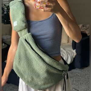Cozy Green Sherpa Crossbody Bag